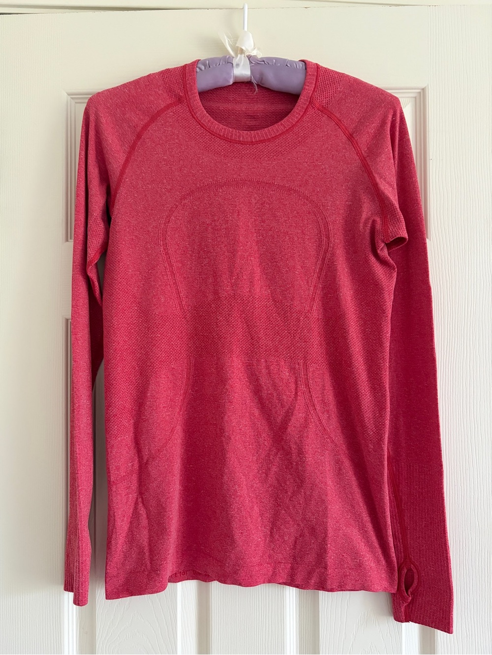Lululemon Swiftly Heathered Red Long Sleeve Seamless Active Top Women Size 8